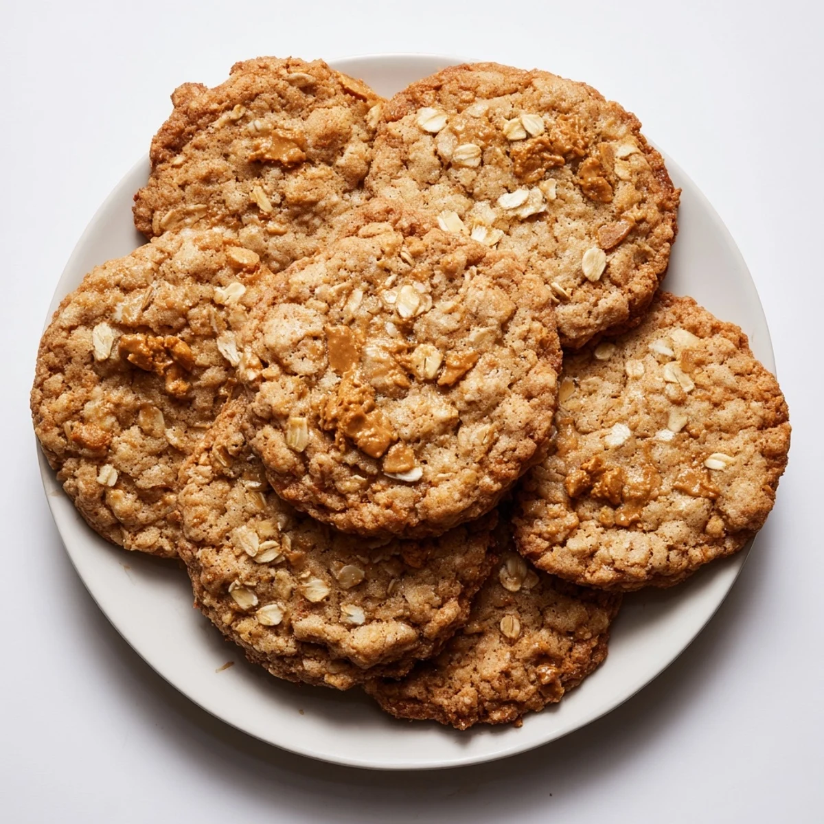 Chewy oatmeal Biscoff Lotus cookies fresh from the oven with caramelized edges and crumbled toppings