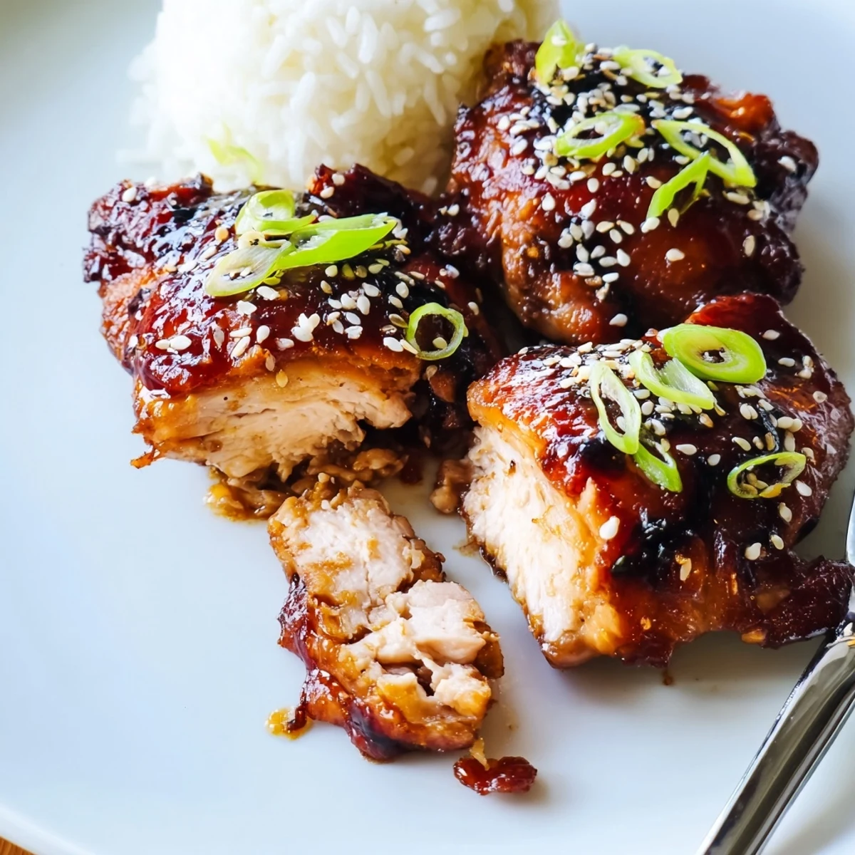 Pan-seared Honey Soy Chicken with caramelized edges, garlicky ginger aroma