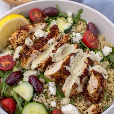 Classic Mediterranean Chicken Couscous Bowl